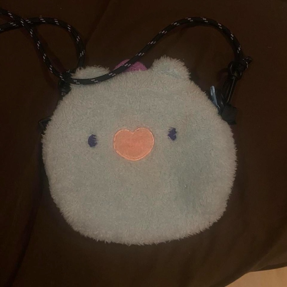 Cute Plush Crossbody Bag - Blue